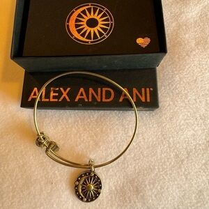 Alex and Ani cosmic balance bangle bracelet bronze tone w/pouch & original box.